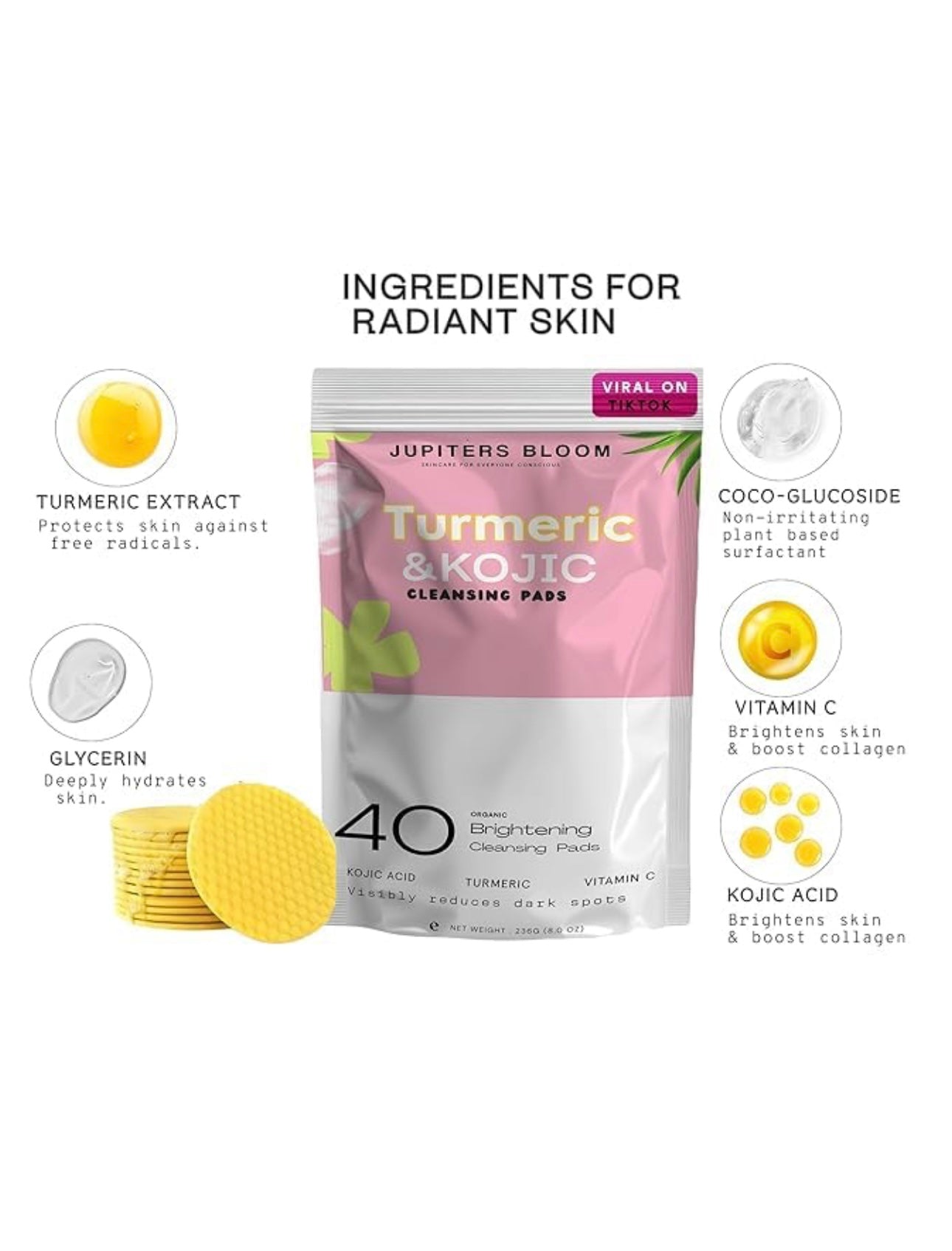 Turmeric Kojic Acid Cleansing Pads